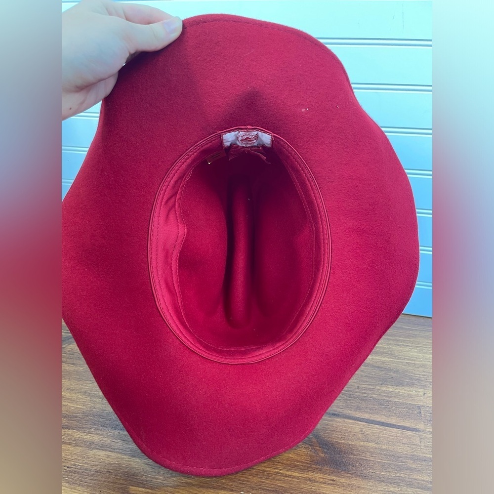 Red Hot Society Red 100% Wool Bejeweled Cowboy Hat with a Bow Women’s EUC - Picture 5 of 8